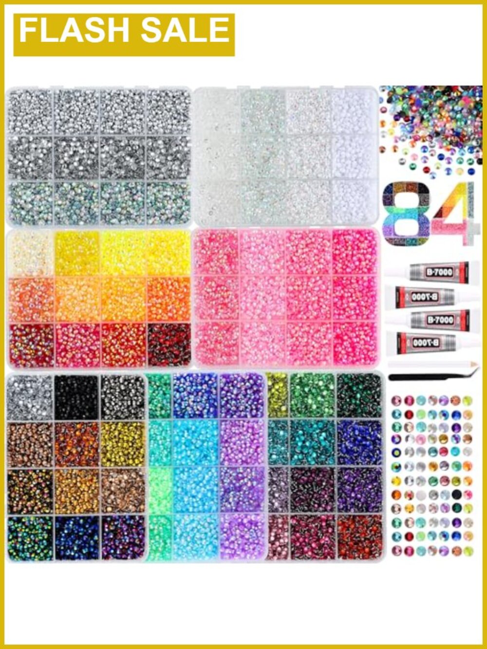 Rhinestone Bedazzling Kit 63000Pcs 59 Colors 3mm Flatback Gems Glue Tools
